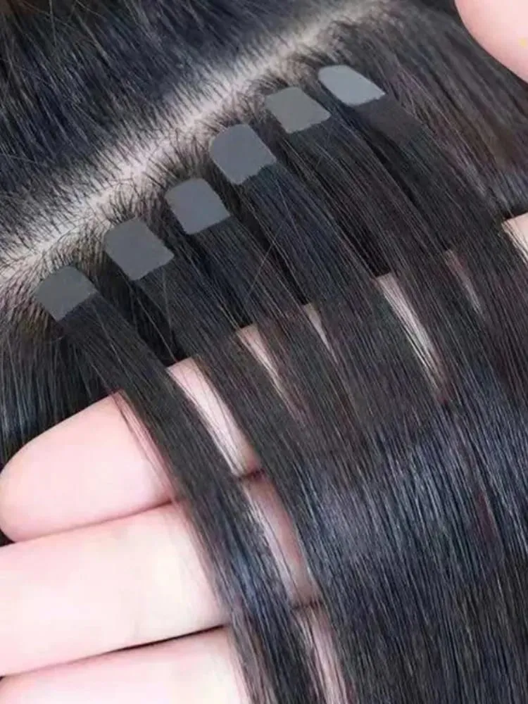 Mini Tape in Hair Extensions Human Hair Natural Tape in Extentions 3x0.8cm Invisible Tape 10pcs/pack For Side Hair