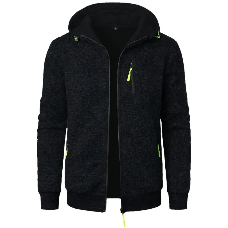 Novo streetwear masculino manga longa sweatshirts para homem zíper com capuz oversize inverno quente casaco casaco de treino ao ar livre — image 6
