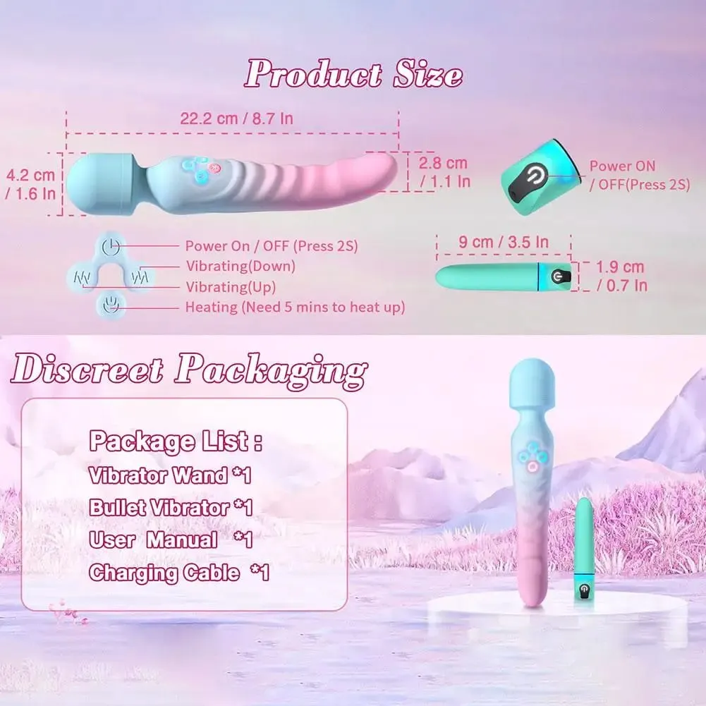 3‑in‑1 Silicone Vibrator Magic Wand Massager Multi Vibration Modes Clitoris G‑Spot Stimulator Female Vagina Massager Sex Toys — image 4