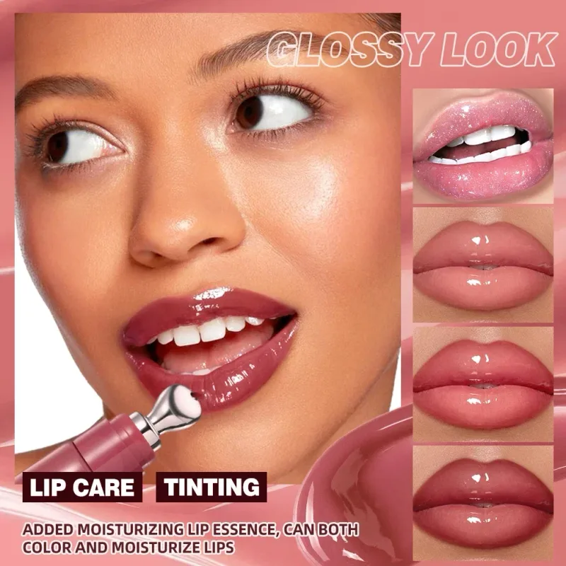 4 na Kulay Mirror Pearl Fine Shimmering Hydrating Pipe Lip Gloss Moisturizing Crystal Gloss Lip Glaze Layering Lip Makeup