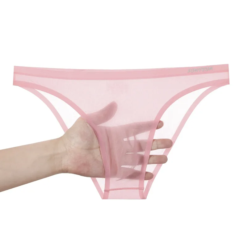 Sem costura de secagem rápida cuecas masculinas cor sólida seda gelo ultra-fino cuecas sexy respirável 3d bolsa calcinha — image 32