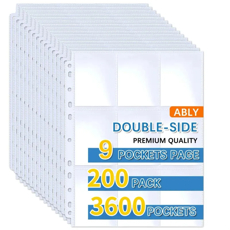 50-250 Pack 9 Pocket Page Protectors Card Sleeves Double Sided Holder Binder Pages Album Fit for YuGiOh MTG Game Sports Cards — image 9