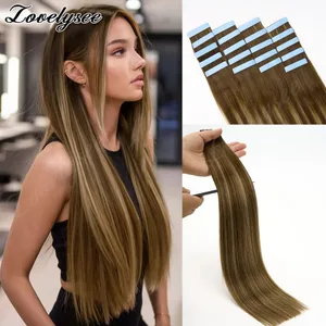 קלטת Balayage בתוספות שיער שיער אדם 100% שיער רמי ישר חלק בלתי נראה 20 יח'/40 יח' קלטת קלטת שיער אדם צ'יק אנד