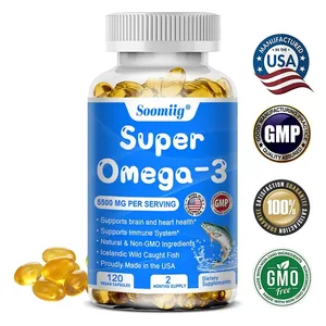 Vildfanget Super Strength Omega 3 Fiskeolie 120 Softgels 5500mg High EPA 1200mg DHA 900mg Ikke-GMO Glutenfrit kosttilskud