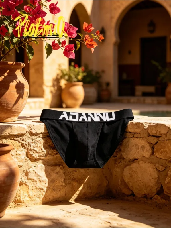 2 szt. Męskie majtki bikini duży nadruk z szerokim paskiem mieszanka bawełny miękka tkanina 3D konturowa saszetka niski wzrost bielizna męska