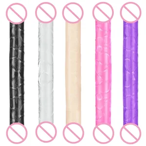 Pehmeä Jelly Dildo Double Pitkä 46 cm Realistinen kukko Lesbo Emätin Anal Plug Joustava Fake Penis Naisten Seksilelut