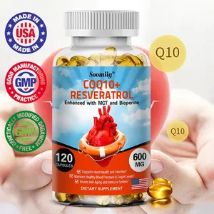 120 קפסולות קואנזים Q10+ Resveratrol מספקות אנרגיה ויטמין מזון בריא אורגני ספיגה גבוהה במיוחד COQ10