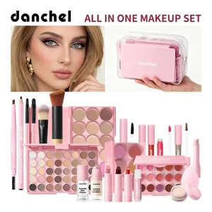 Makeup Kit All in One Lipstick Blush Contour Palette Primer Foundation Brush Lesk na rty Obočí Kompletní sada na líčení Dárek pro ženu