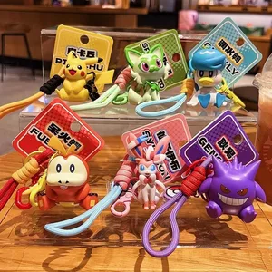 Справжній брелок Pokemon Pikachu Gengar Sylveon Sprigatito Quaxly Fuecoco Anime Action Figure Toy Keyring Fragrance Pendant