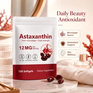 Astaxanthin Softgels חוזק משולש ממיקרו אצות תומך בהזדקנות בריאה מקדם קולגן תומך במחסום העור 120 Softgels