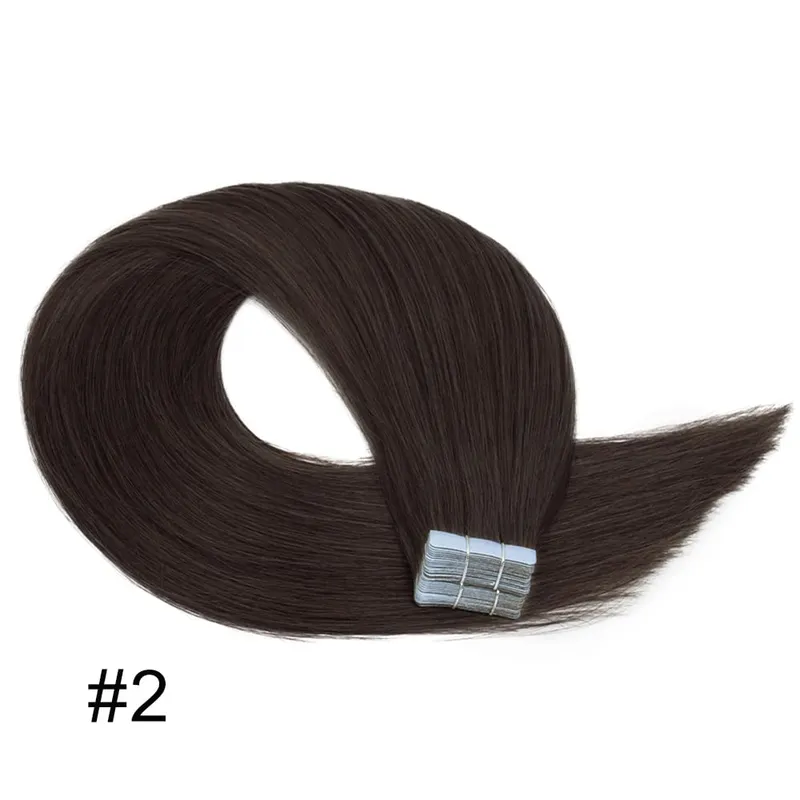 Newly Women Long Human Hair Extension Tape Ins Natural Tape In Hair Extensions Human Hair Gorgeous Seamless Weft Adhesive Hair