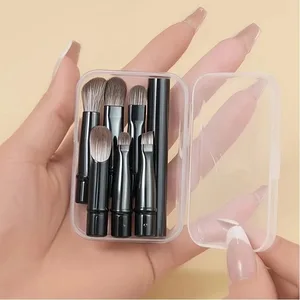 6pcs 미니 여행 메이크업 브러쉬 세트 이동식 알루미늄 튜브 휴대용 아이 섀도우 브러쉬 및 보관 상자