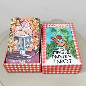 Sihirli Kiler Tarot Güverte Çift kabartmalı Kart Stoğu Gıda Temalı Suluboya Tarot Kartları Ev Aşçıları ve Yemek Meraklıları için 12*7 cm