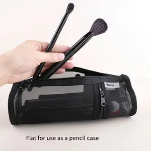 【M】Mesh Dual-use Makeup Brushes Holder Travel Cosmetic Bag Organizer Brushes Pens Tube Container Stand-up Pouch Cosmetic Tool
