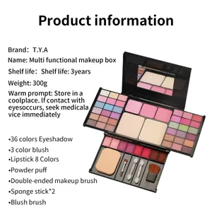 Make-up Dárková sada pro ženy Kompletní sada All in One Make-up Pudr na obočí Rtěnka Lesk na rty štětec se třpytivým třpytem Paletka očních stínů