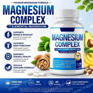 Kompleks magnezu Suplement 90 sztuk z 7 formami glicynianu magnezu Cytrynian Jabłczan Orotan Taurynian Codzienne wsparcie mineralne