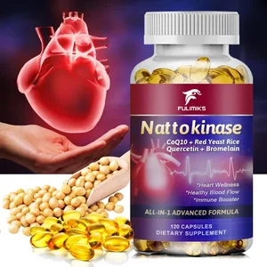 כמוסות Nattokinase 10 100MG עם CoQ10 + אורז שמרים אדומים קוורצטין + ברומלין - מגבר חיסון