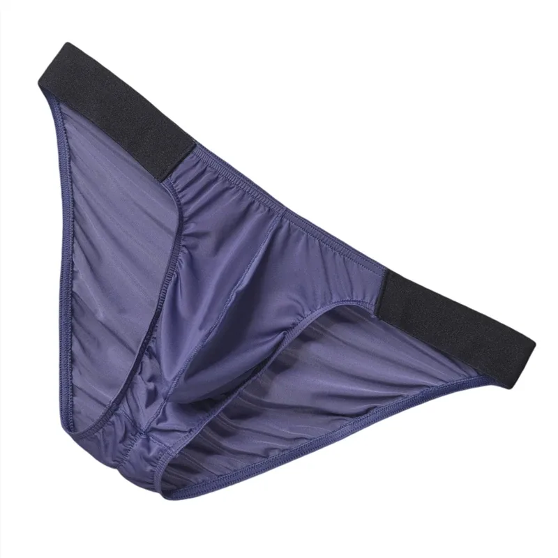 Lodowy jedwab majtki bielizna męska męskie majtki z szerokim paskiem seksowne U etui zmarszczki z powrotem bikini Slipy Hombre oddychająca egzotyczna bielizna 3256808930282413