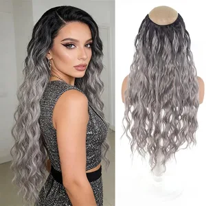 V Shape One Piece Ombre Water Wave Clip In Hiustenpidennykset Synteettinen kihara hiuskoru naisille