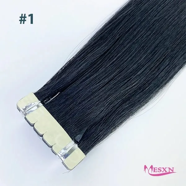 Mini Tape In Human Hair Extensions Real Natural Hair Extension Straight 16"-26" Black Brown Blonde Invisible Tape In For Salon