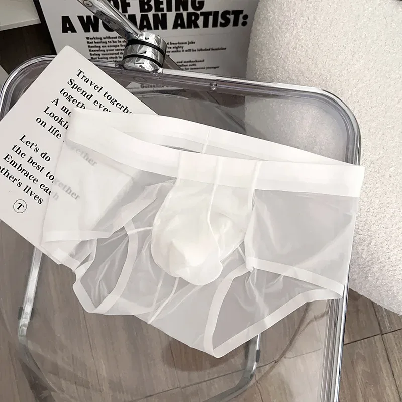 Transparenta herrbyxor Ultratunna Ice Silk Quick Dry Trosor Sexiga U Bulge Pouch Man Underkläder Andningsbara kalsonger Cuecas