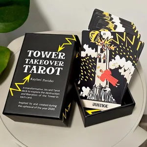 12*7 cm Kule Devralma Tarot Güverte Sert Kutuda Dönüşüm ve Kurtuluş için Benzersiz 79 Kartlı Tarot Seti Çift kabartmalı