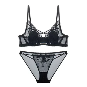Light Luxury French Lace Underwire Cross Bra Set Bunny Ears Cup Light Luxury Lingerie Sexy Women Flash Sale