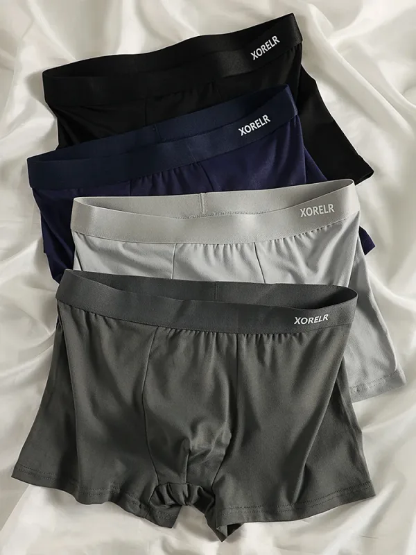 Conjunto de cuecas boxer masculinas de poliéster de 4 peças – roupa íntima elástica respirável, vários tamanhos disponíveis – roupa íntima confortável para o dia a dia