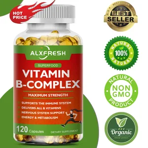 B-Complex-vitamiinilisät (B12 B1 B2 B3 B5 B6 B9 foolihappo ja biotiini) stressin lievittämiseen mielialaan, immuunijärjestelmää tukeva kapseli