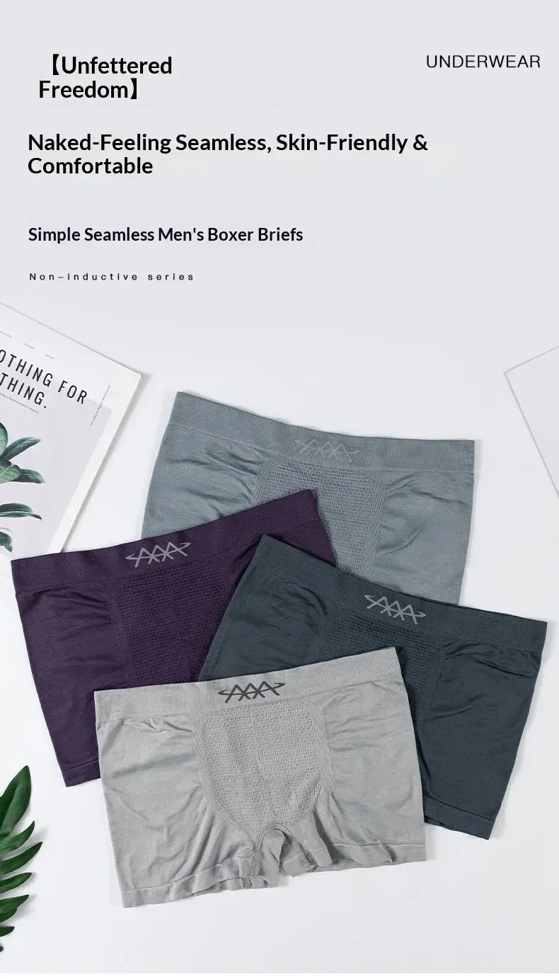 1 pçs roupa interior sem costura boxer shorts masculinos de alta estiramento calcinha respirável sexy magro lingerie confortável ajuste troncos