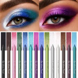 3pcs Pearlescent Eyeliner Pencil Blue Green Purple Multifunctional Eyeshadow Pencil Waterproof High Pigment Eye Liner Makeup