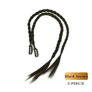 Synthetic 2pcs Braid Wig With Strong BB Clip Y2k Spice Girl Boxing Braid Ponytail Lightweight Box Braid Ponytail Piece for Women