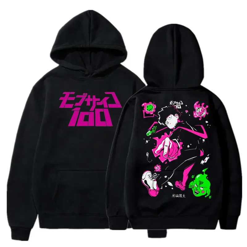 Anime Mob Psycho 100 קפוצ'ונים Harajuku Shigeo Kageyama סווטשירט מצויר פאנק גברים נשים סתיו חורף סווטשירט טלאים חם