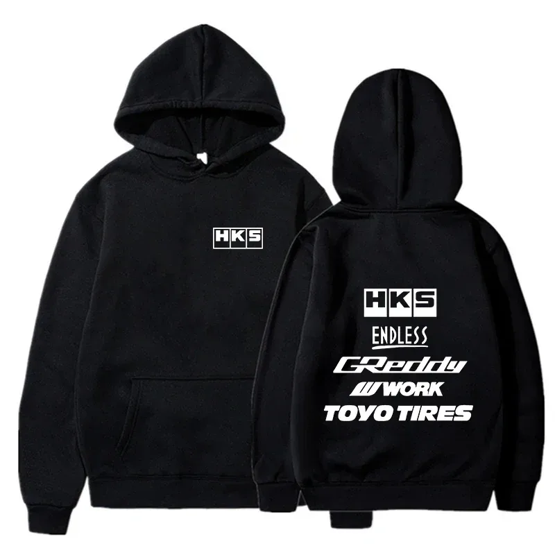 2025 남성 패션 멋진 까마귀 일본 JDM 수정 된 자동차 HKS 끝없는 Hoody 남성 여성 빈티지 캐주얼 운동복 긴 소매 풀오버