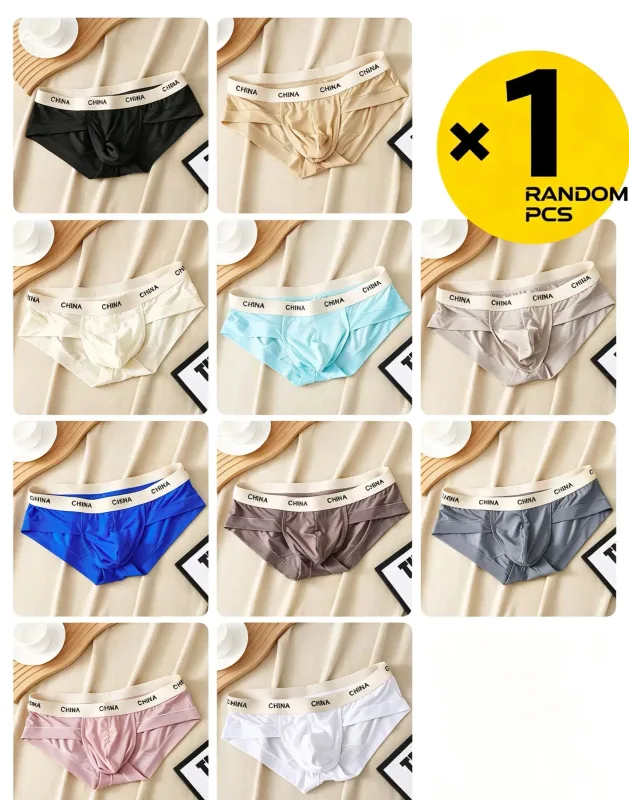 Is Silk Trosor för män Ultratunna Andas genomskinliga underkläder Mjukt brett midjeband Sommar Cool Comfort Trosor Slumpmässig färg 1st