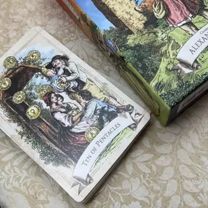 Eski Stil Tarot Güverte Çift Taraflı Kabartmalı 79 Adet Vintage Çizimler Sert Kutuda Paketlenmiş Net Sembolizmi Vurgulayın 12*7cm