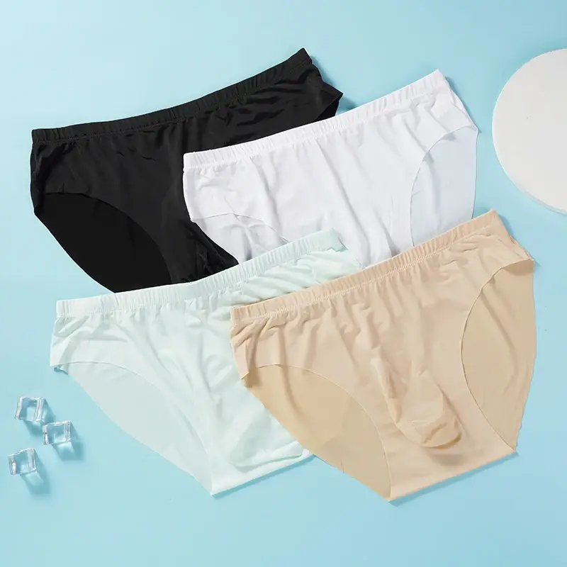 5 par/lot Herr Ultratunna trosor Ice Silk Trosor Sommar Transparent Sömlös Sexig Snabbtorkande Underkläder Trosor som andas