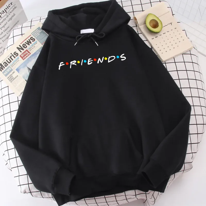 Sitcom Movie Friends Print Pria Hoody Kaus Bulu Korea Sederhana Crewneck Berkerudung Jalan Kebesaran Pakaian Pria Musim Gugur