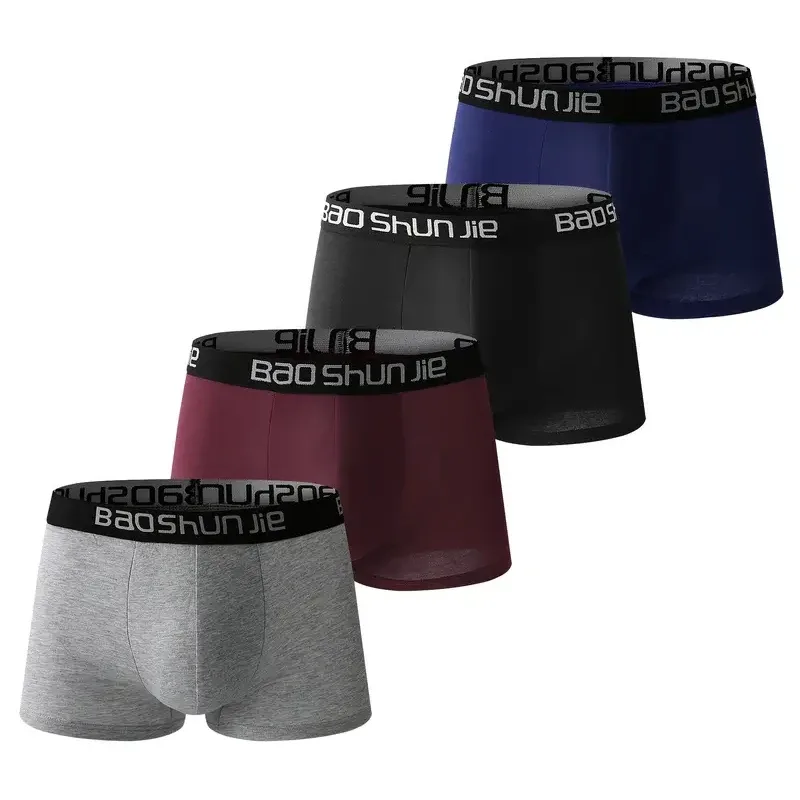 4pcs 남자 속옷 코 튼 남자 복서 반바지 중간 허리 통기성 남자 팬티 큰 크기 L-Lot 부드러운 편안한 남자 복서