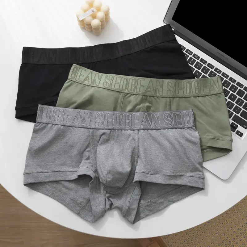 Atmungsaktive Baumwoll-Boxershorts für Herren, U-konvexer Beutel, niedrige Taille, weiche Stretch-Unterwäsche für tägliche Freizeit- und Intimkleidung