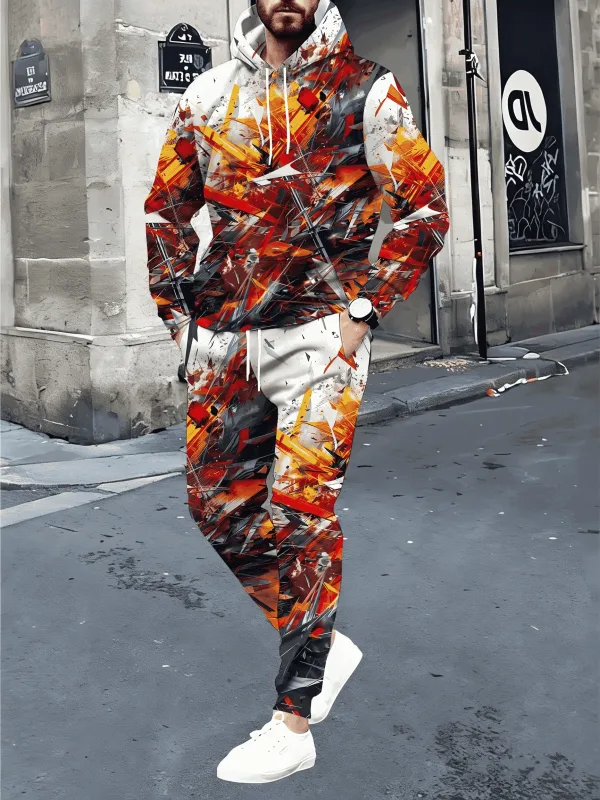 Color Graffiti 3D Printed Hoodie Suit Autumn Men Sweatshirts Sweatpants Casual Fashion Two Piece Tracksuit Set Men's Clothing
