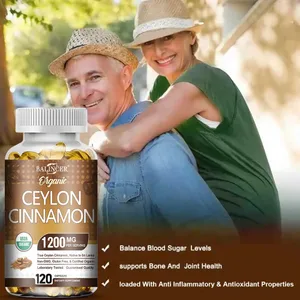 Kapsul Kayu Manis Ceylon Organik 1200mg Menyokong Tahap Gula Darah Yang Sihat Pencernaan Antioksidan Kayu Manis Ceylon Vegan
