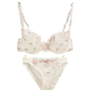 Reggiseno con fascia in acciaio ultrasottile Set di lingerie in pizzo taglie forti adorabile Set di reggiseno confortevole trasparente Morbido e leggero S-XL da indossare ogni giorno