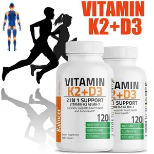 K2-vitamiini (MK7) D3-lisäaineella, ei-GMO-kaava D-vitamiini ja K-vitamiini monimutkainen luonnollinen tuki sydämen immuunijärjestelmän luuston terveydelle