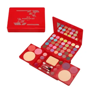 Make-up Kit Kompletní sada pro ženy Multifunkční All in One Box Červená 49 barev Face Lip Zvýrazňovač očních stínů štětec Make-up Paletka