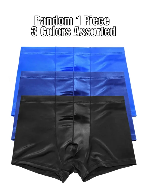 Cuecas boxer masculinas de seda gelo, calções elásticos, respirável, absorção de umidade, roupa íntima macia, cor aleatória, esporte diário, casa, roupa casual
