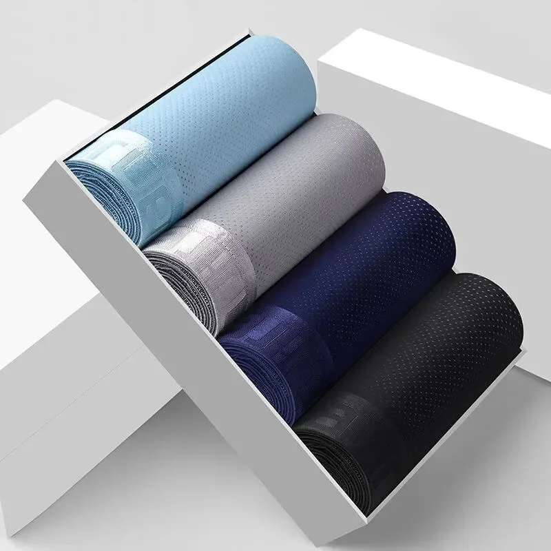 4 pçs gelo seda malha boxer shorts roupa interior masculina legal underpant respirável sexy magro calcinha de bambu lingerie lotes por atacado L-6XL 3256806582323621