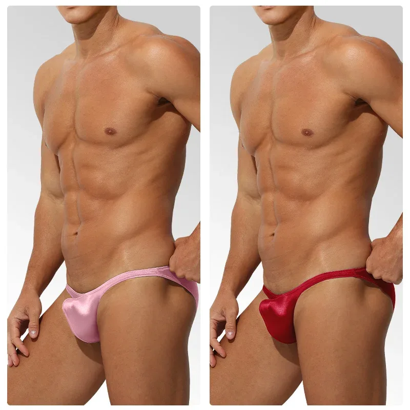 Intimo da uomo in raso di seta ghiaccio a vita bassa Aderente sportivo StyleJJ Boosting slip sensuali di lusso Youth Nylon Spandex