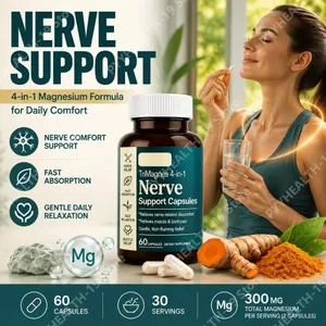 TriMagnes Kompleks magnezu 4 w 1 w kapsułkach 300 mg z cytrynianem i jabłczanem glicynianu Kurkuma na komfort nerwów Relaks mięśni 60 Ct