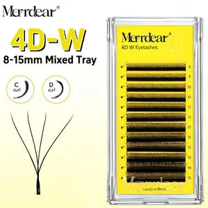 Merrdear 4D W przedłużanie rzęs dla kobiet 8-15mm mieszana taca C/D Curl sztuczne rzęsy 4D rzęsy w kształcie litery W naturalny codzienny makijaż